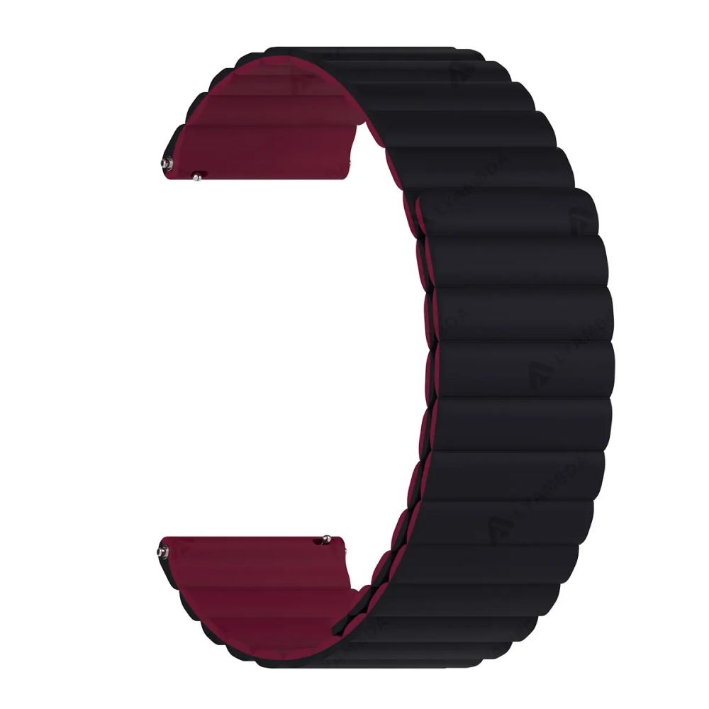 Ремешок силиконовый для часов Lyambda Acrux 20мм, черный/винный красный